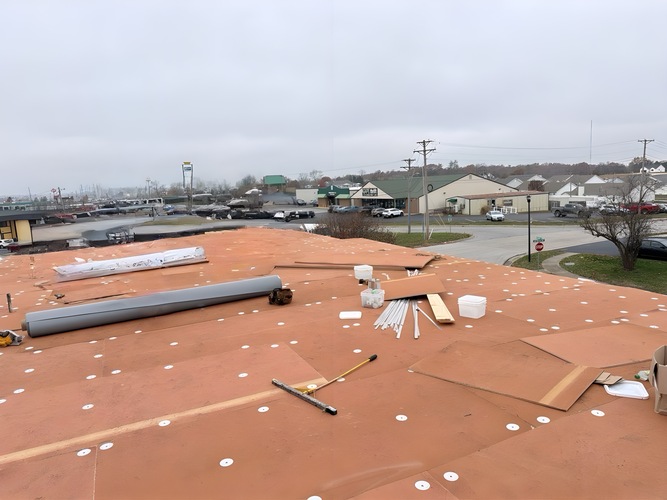 TPO roofing under construction