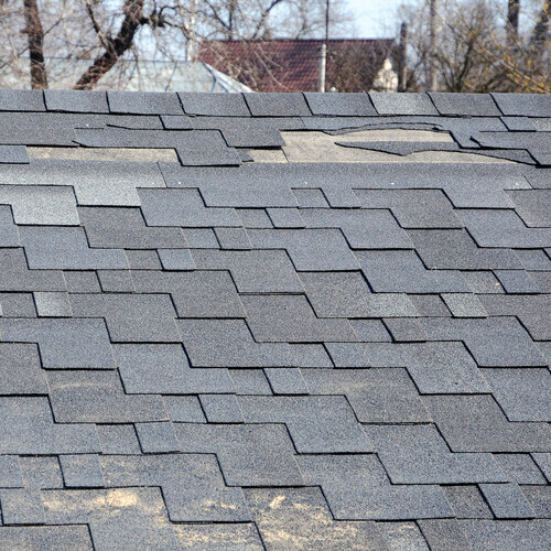 shingles torn from a roof